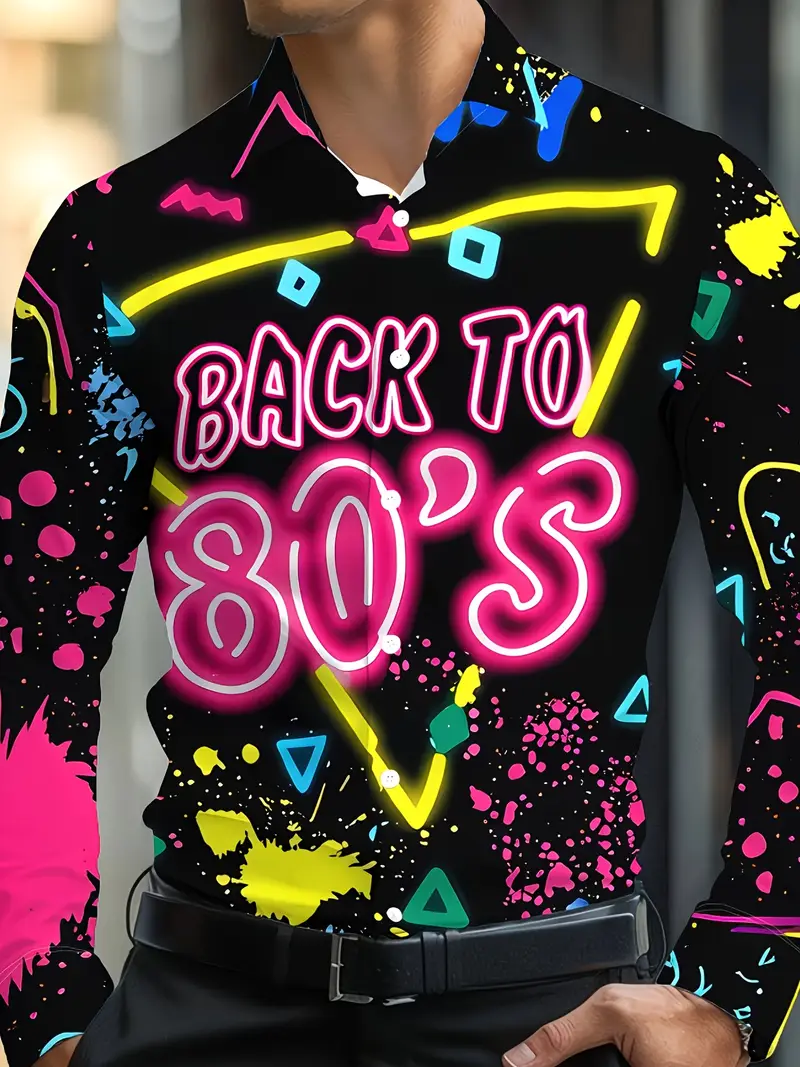 mens 80s neon fancy dress Adult 80s Neon Track Suit, Black/Multi, Small/Medium