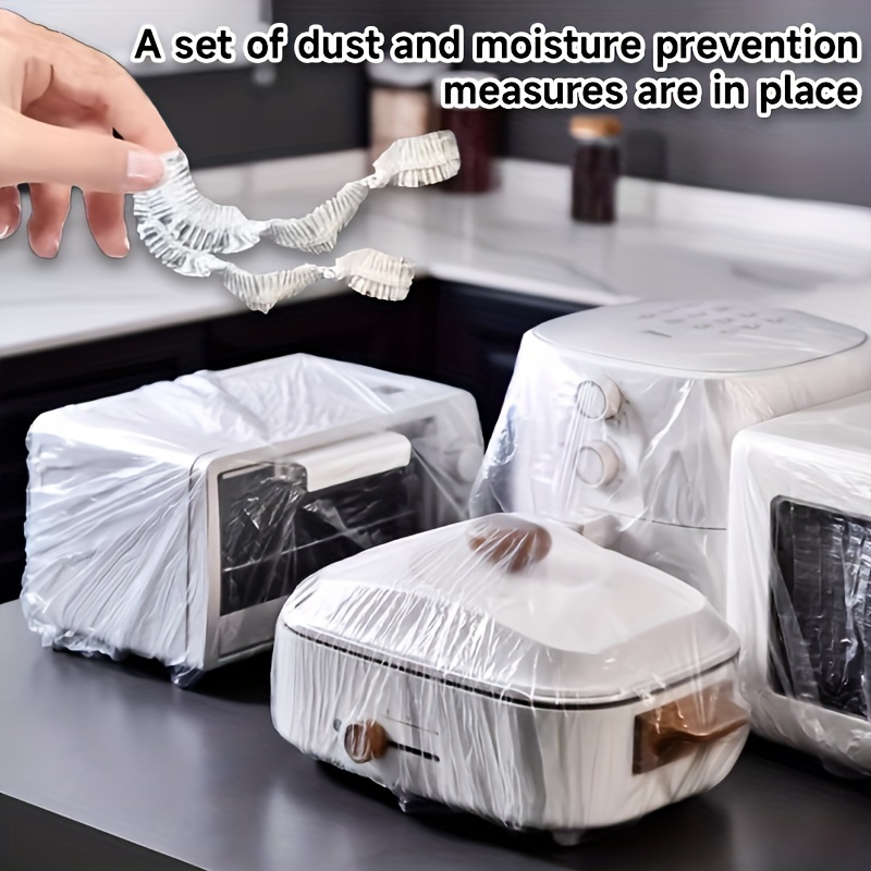 a set of plastic packaging covers universal protective covers wipeable dust proof covers fully waterproof and dust proof covers ultra thick kitchen covers for office isolation oil proof and cockroach proof suitable for pots ovens etc details 2