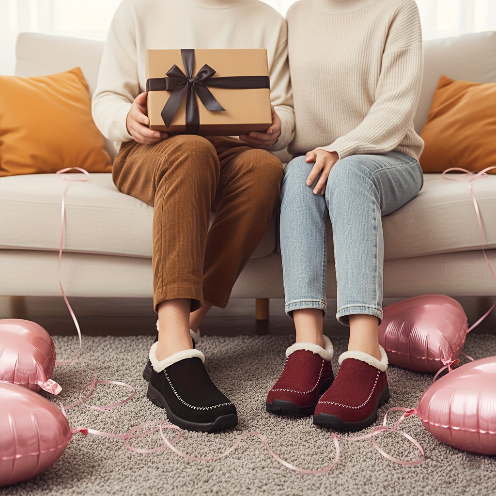 warm lined snow boots for women winter slippers with anti slip rubber sole cozy indoor outdoor house shoes comfortable slip on mules for cold weather thermal plush lining home loafers christmas gift cold weather footwear   slippers 6