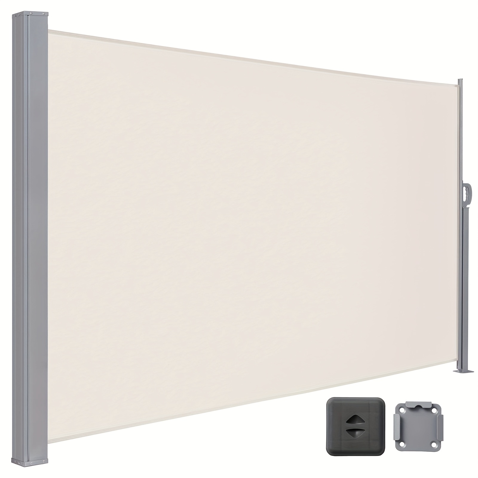Retractable Privacy Screen, 180 Cm Patio Side Awning, , Suitable For , Patios, And Gardens, Black, Dark Gray, Beige