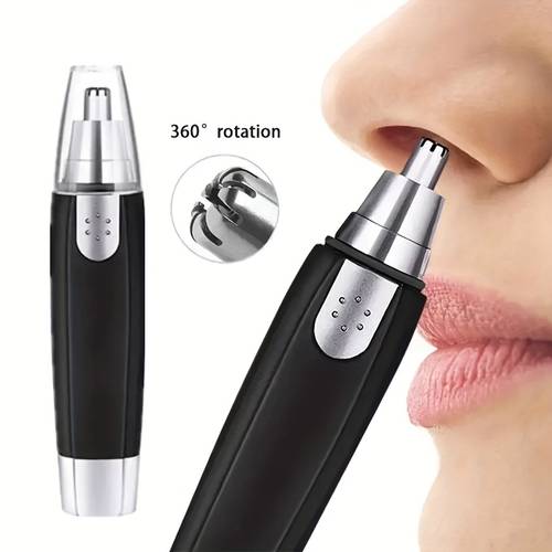 1pc professional nose ear hair trimmer 360 rotating stainless steel head electric trimmer for facial hair eyebrows womens hair portable battery powered 1 aa not included eyebrow grooming tool sleek grooming tool rotating