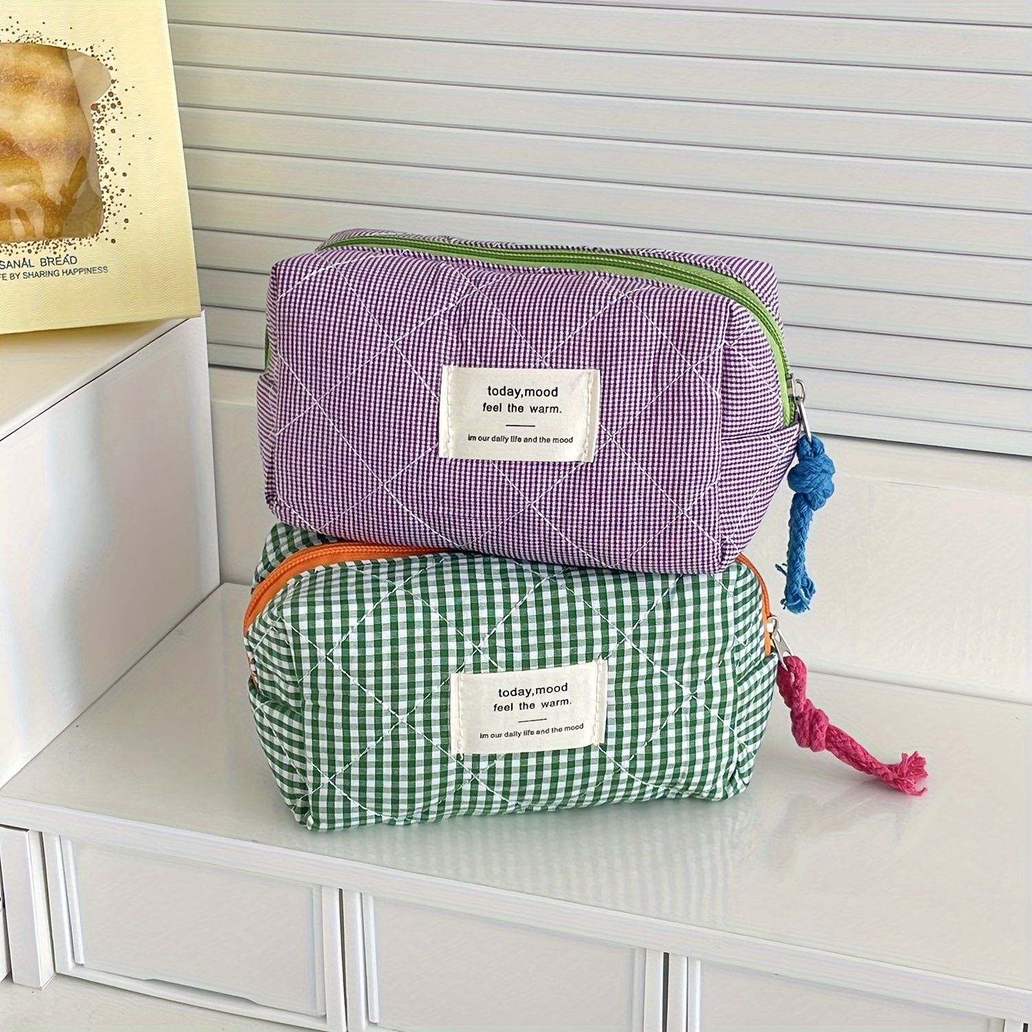 bolso octogonal   a cuadros, estilo otoño/invierno,   en instagram, bolsa de papelería vintage de     para mujer, portátil y multifuncional de gran capacidad
