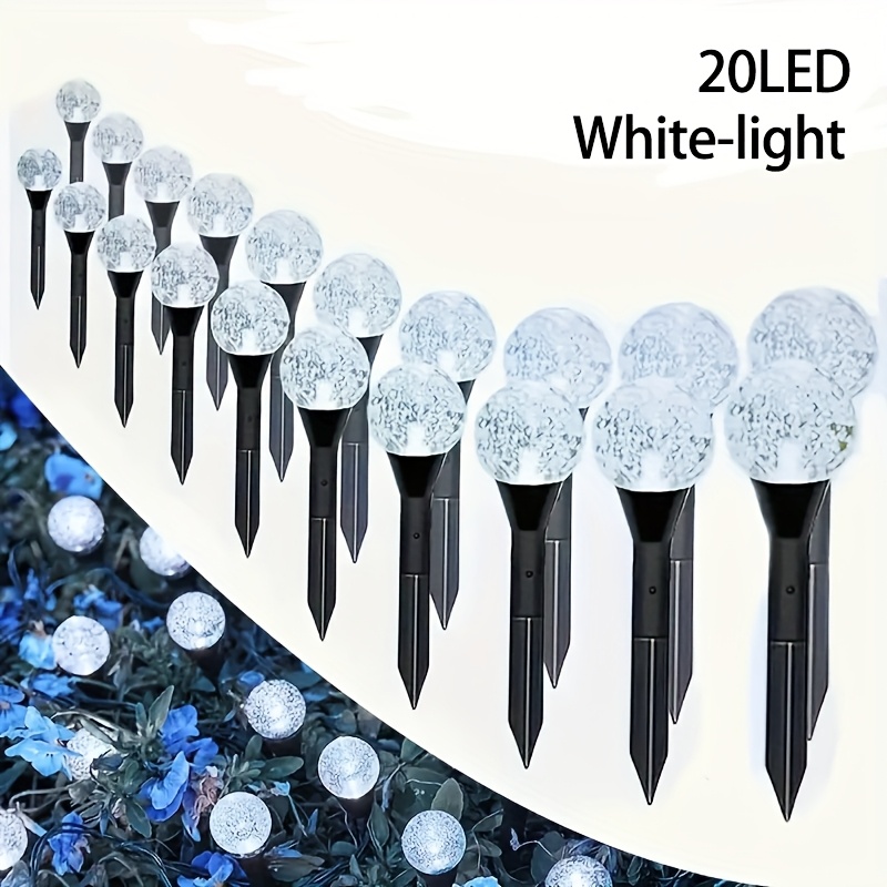 20 LED Solar Gartenleuchte, 10 LED Sonnen Dekoleuchte, IP44, 8 Leuchtmodi, Geeignet für Terrassen, Rasenflächen, Villengärten, Gehwege, Urlaubsfeier Ambientebeleuchtung, Geeignet für Mehrere Umgebungen, Tragbare Installation, Warm/Warmweiß/Weiß