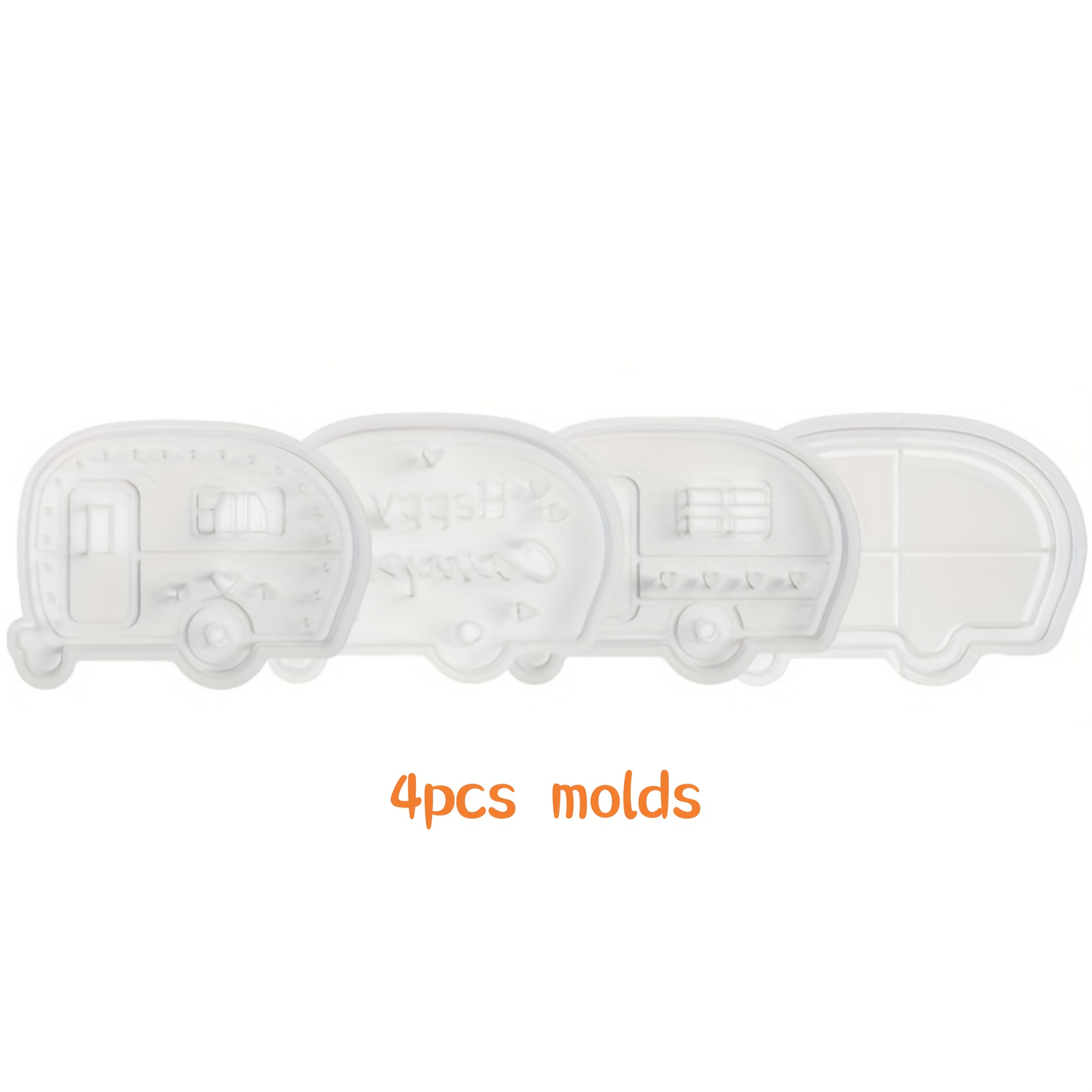 TEMU 4pcs Bus-themed Silicone & Plaster Molds Suitable For Diy Plaster Bus Crafts, Vintage Car Decor With 3 Styles Of Bus Shapes, Concrete Resin