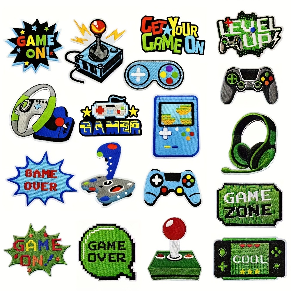 

18-piece Video Game Themed Embroidered Patches Set, Multicolor Iron-on/sew-on Appliqués For Clothing, Hats, Bags - Creative Diy Decorative Embroidered Fabric Badges