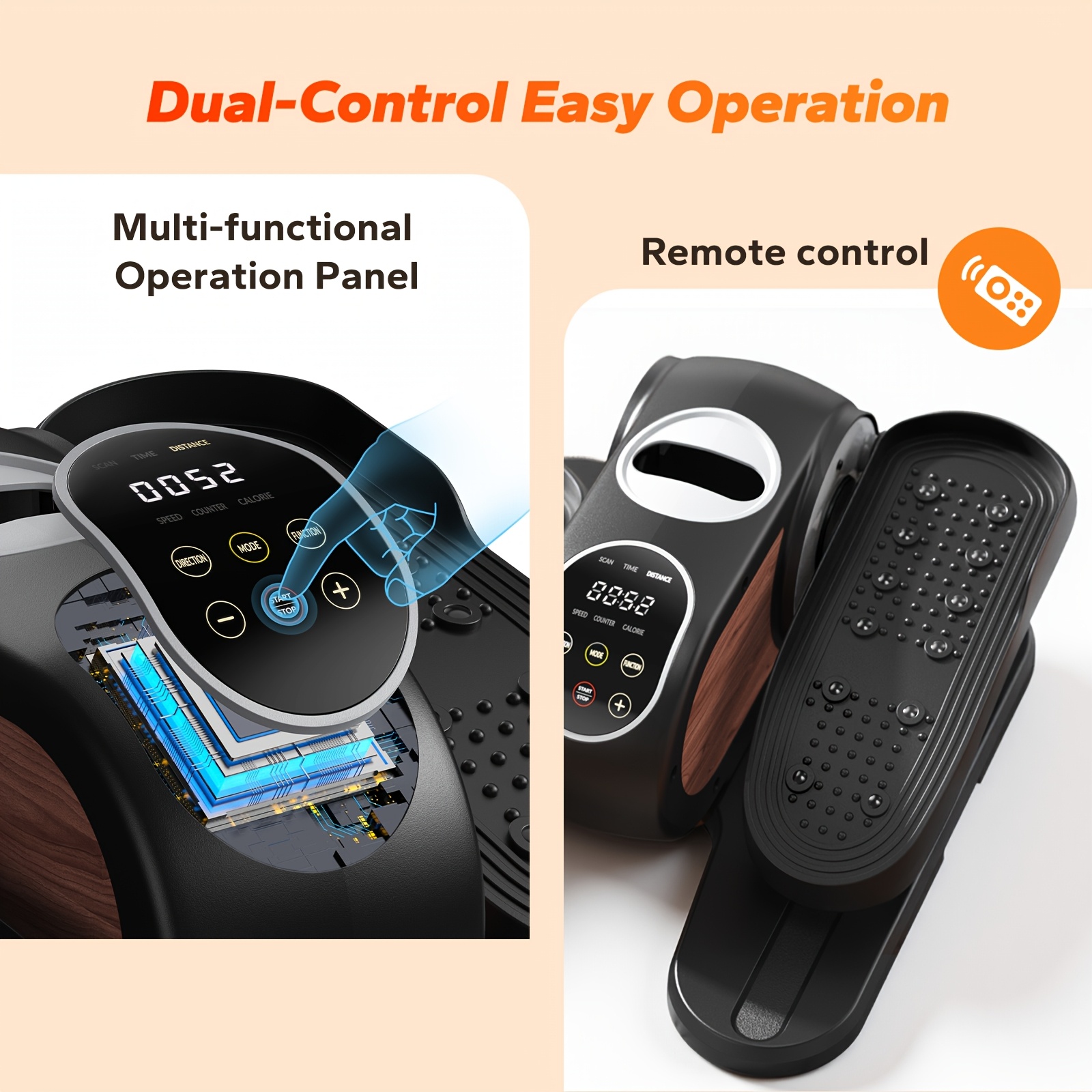 MERACH Under Desk Elliptical Machine, Leg Exerciser While Sitting For Seniors With Remote Control & 12-Speeds, Quiet Portable Electric Seated Pedal Exerciser Machine For Home Office, Without Battery