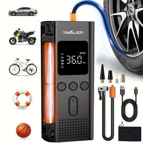 air pump i50psi electric compressor portable bicycle pump mini tire pump with display led light rechargeable li ion for all bicycles motorcycles and cars