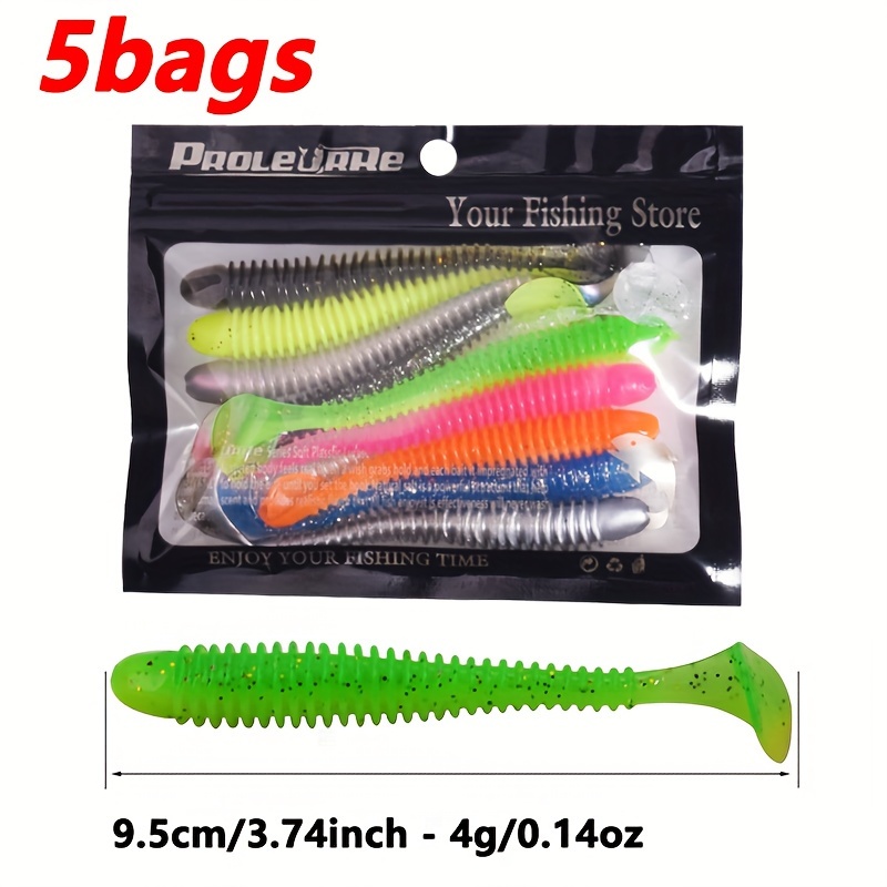 Spinpoler 10pc Soft PVC Fishing Lures With Paddle T-Tail And
