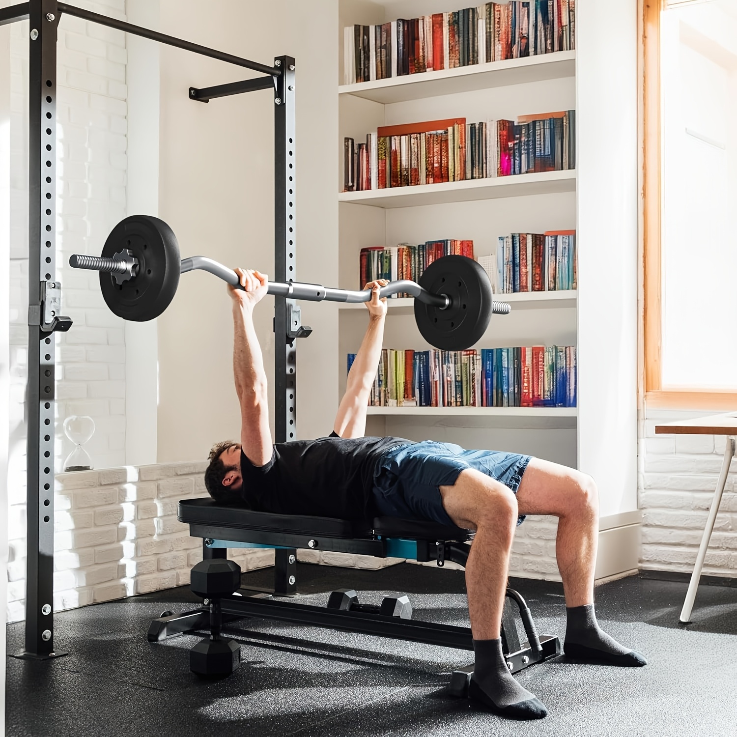 50lb adjustable barbell weight set 48 inch bar Temu