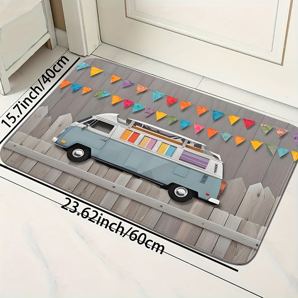 

3d Van Doormat - Anti-slip, Machine Washable, Polyester Knit Rectangular Entryway Rug With Absorbent Sponge Layer And Non-woven Pvc Backing For Indoor/outdoor Decor