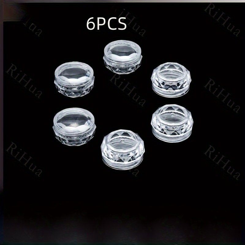 6pcs Rhombus Small Round Dispensing Bottles, 5g Transparent Powder Bottles, Cat Eye Bottles