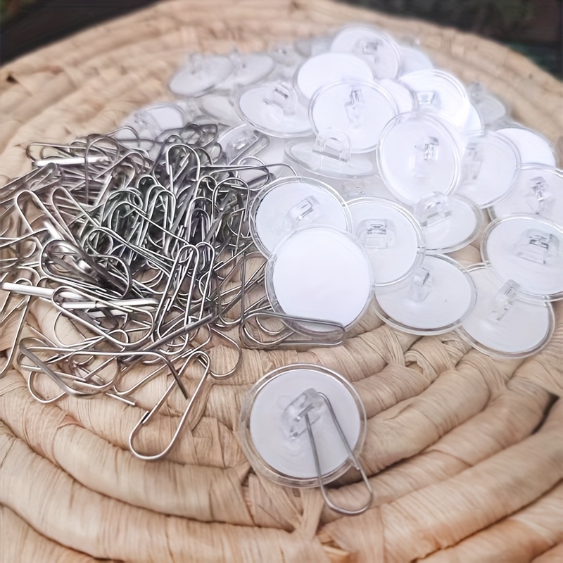 Image of 40/80/120 Invisible Transparent Disc Hooks | Strong Self-adhesive, Non-perforated, Seamless Suspension For Christmas And Halloween Decorative Accessories, Utility Hooks