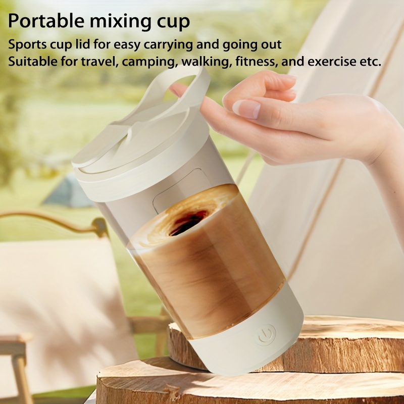 1pc 400ml portable rechargeable electric stirring cup automatic self stirring mug electric mixing cup with sports cup rotating design for indoor and outdoor activities ideal for hot chocolate milk latte coffee and protein powder 3