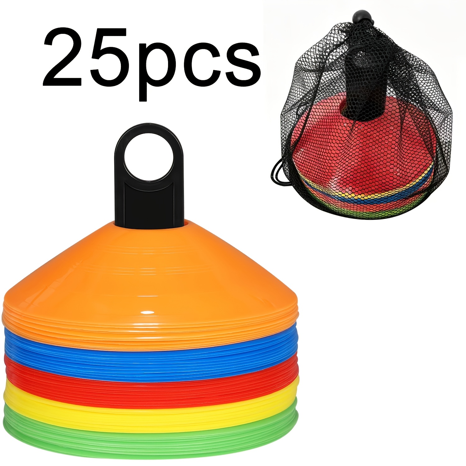 TEMU 25/50 Pezzi (dischi di colori casuali) Dischi rotondi per allenamento calcio, Coni da allenamento per marcatura , Coni per allenamento . Adatti