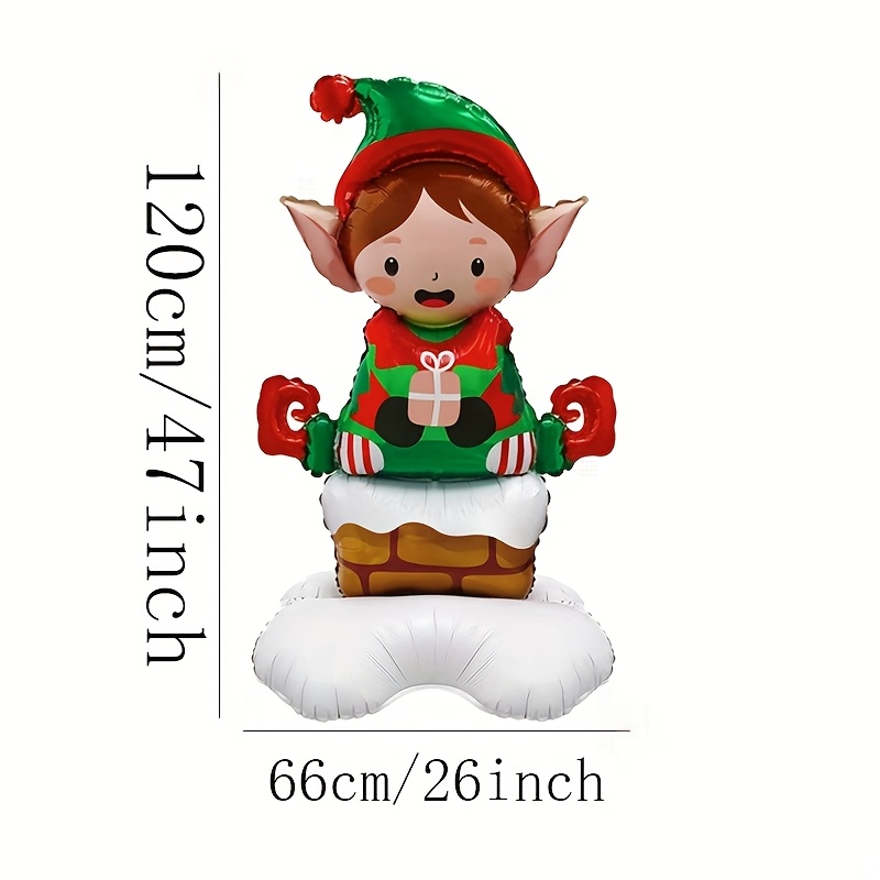 1/2-pcs Standing Christmas Theme Elf Shaped Aluminum Foil Balloons, Christmas Mall Atmosphere Decorations, Indoor Theme Decor Arrangement
