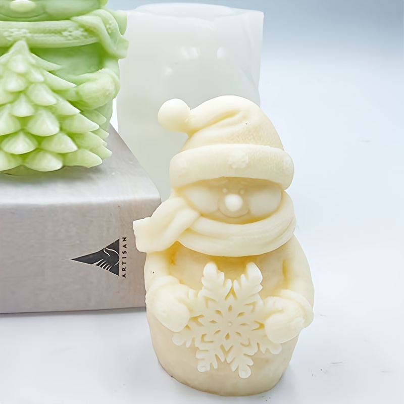 

Silicone Snowman Candle Mold With Snowflake Design, Fantasy Themed Round Resin Christmas Tree Mold For Aromatherapy Candles - 1 Piece