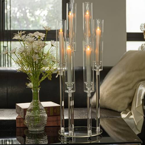 elegant 6 arm acrylic candle holder clear table centerpiece for weddings parties dining anniversaries halloween