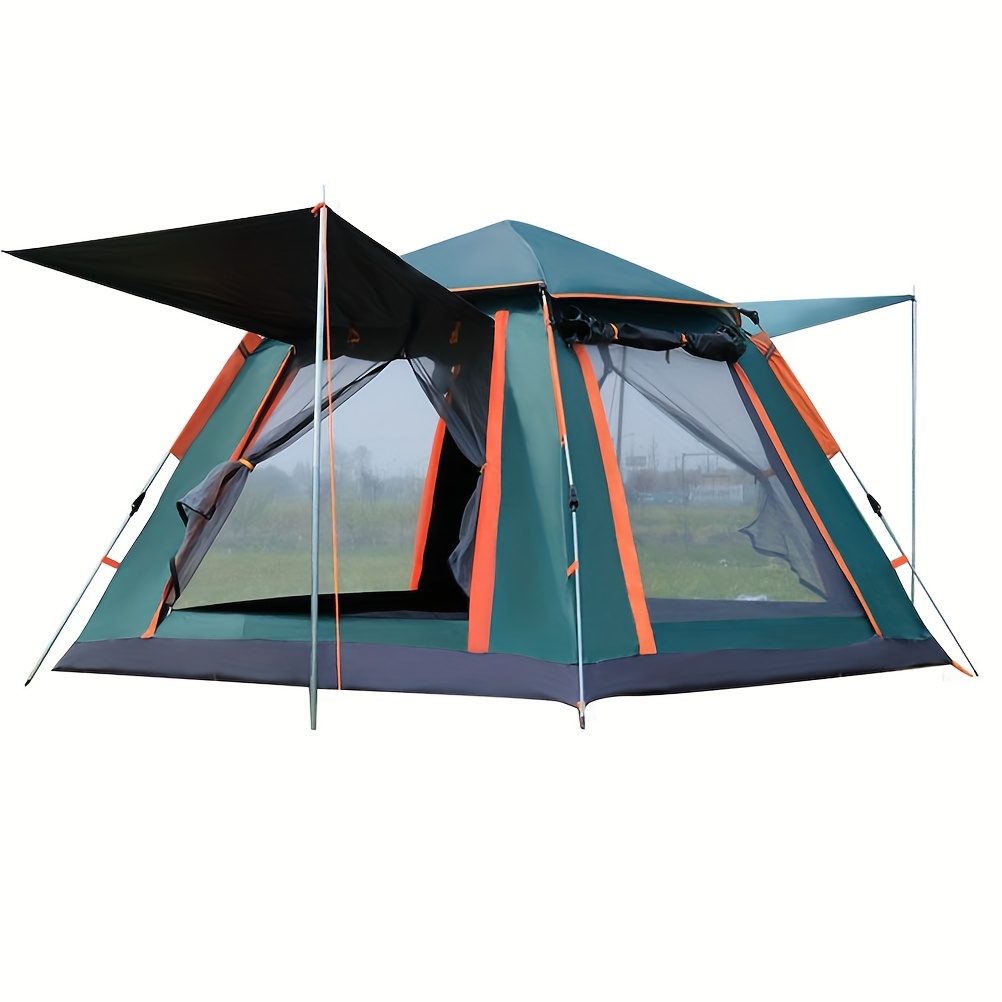 outdoor tent 2/4/6 person tent for camping, automatic quick  -up camping tent with sunshade, portable large family tent, four doors ventilation, anti-mosquito, suitable for camping backyard outdoor and hiking 0