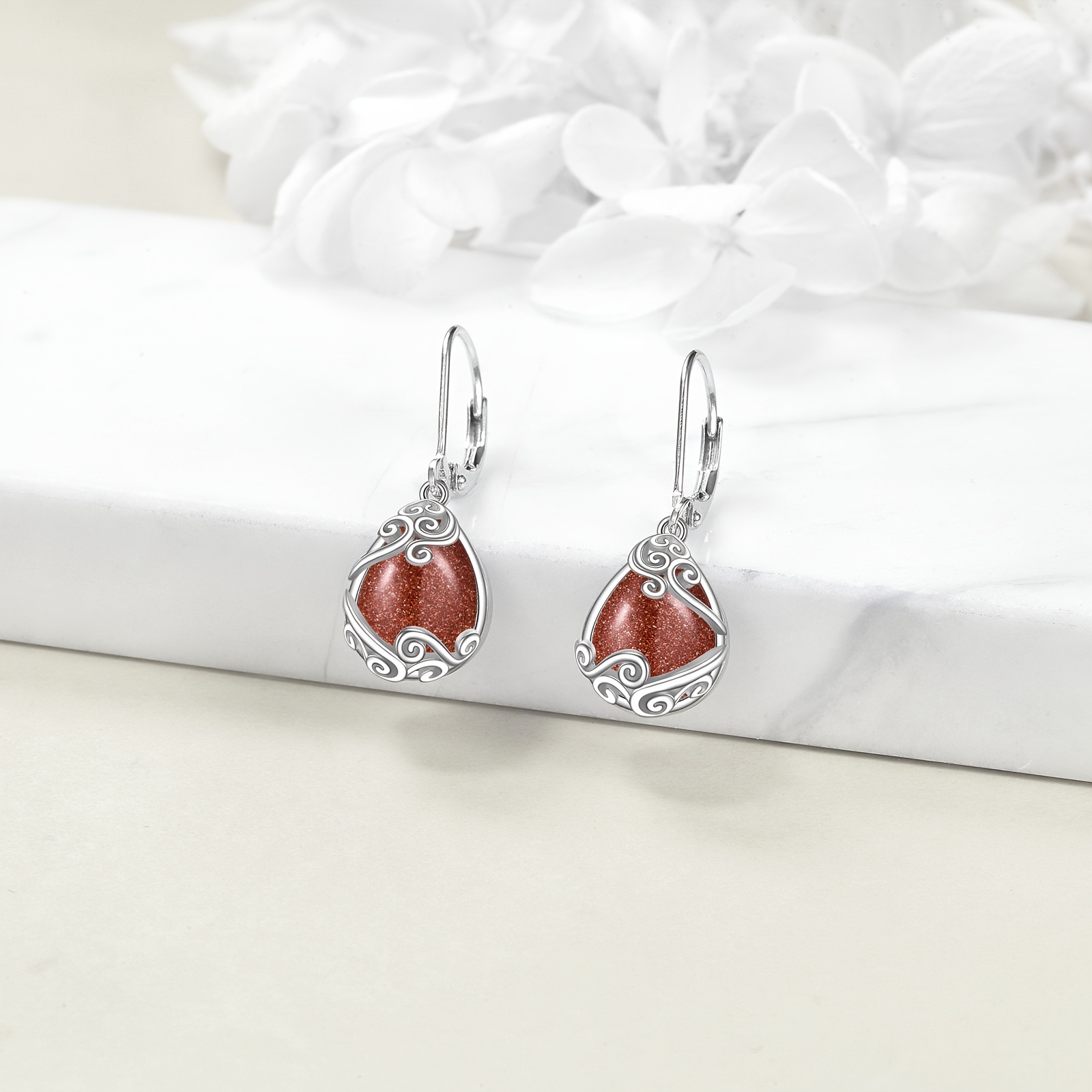 925 sterling silver   stone   drop dangle teardrop earrings leverback earrings for women jewelry gifts Product details 1