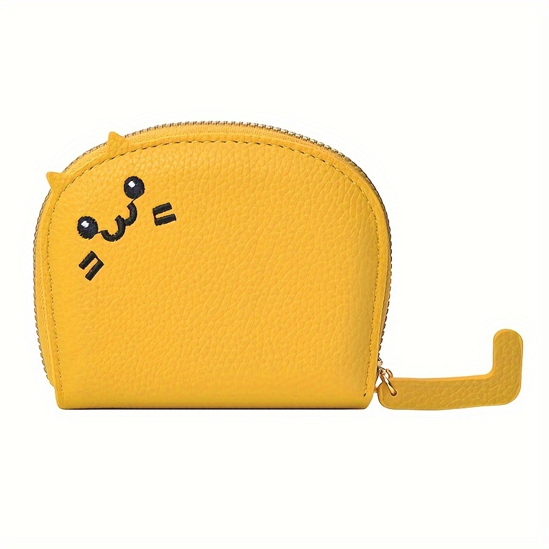 Compact & Chic Synthetic Leather Cat-design Wallet - Secure Zipper, Polyester Lined Coin Purse, And Sleek Card Holder