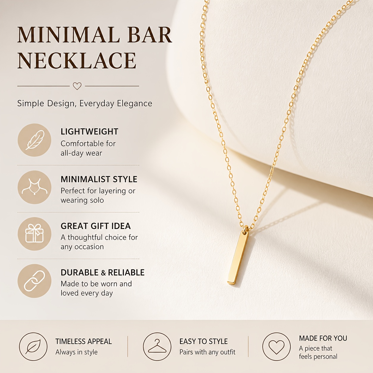 Women's Minimalist Elegant Stainless Steel Geometric Rectangle Pendant Necklace