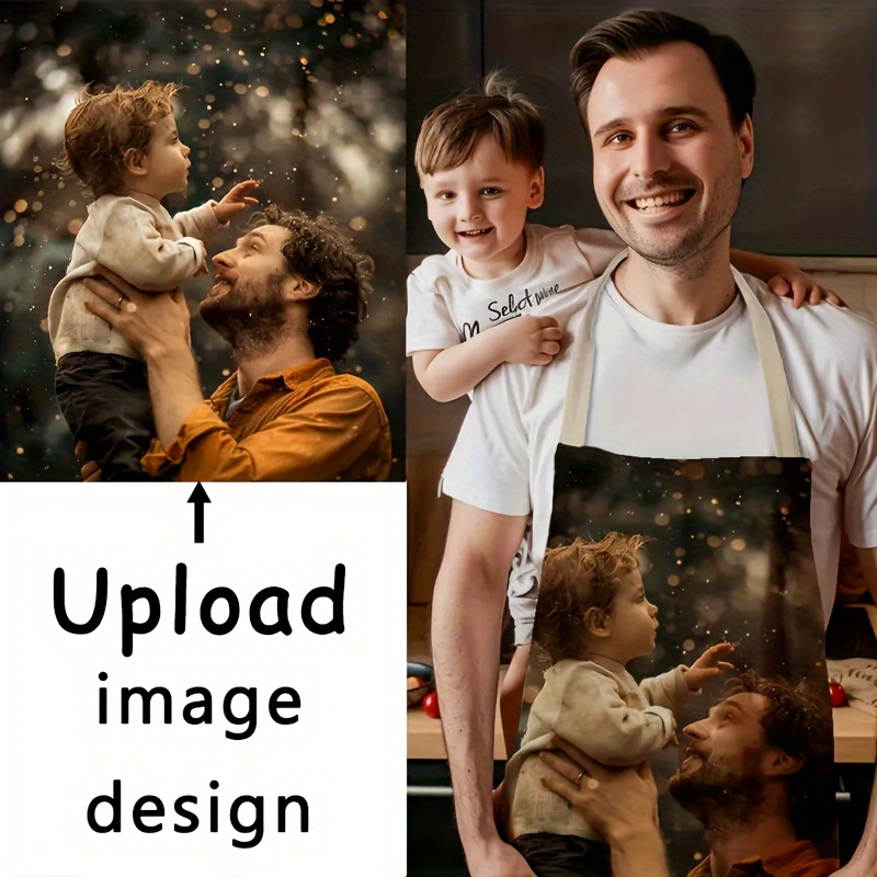 

Customizable Chef's Apron - Personalized Photo Design, Durable Linen Material, Perfect For Cooking And Crafts