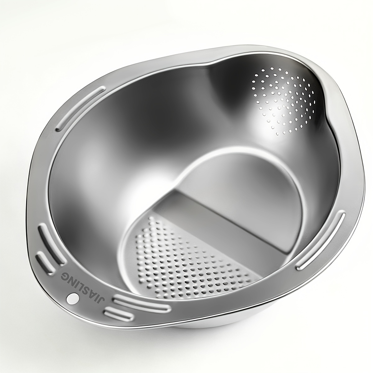 TEMU Rice Washer Strainer Bowl, Stainless Steel Colander With Side Drainers - Ideal For Soaking, Washing, Cleaning, And Rinsing Rice, Fruits,