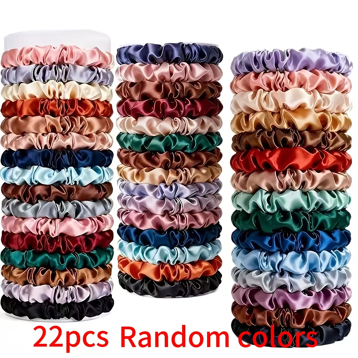 E-shop 22 Stück Zufällige Farbe Minimalistischer Stoff Satin Dünndarm Haargummi Temperament Vielseitiges Haargummi Haarband Hochelastisches