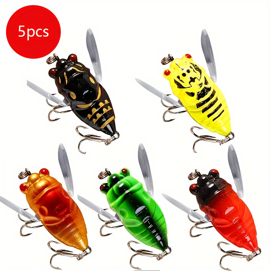Image of 5pcs/10pcs Cicada Fishing Lure, New 3d Holographic Eyes Fishing Hard Lures Fishing Cicada Bait, Cicada Shape Fishing Bait, Fishing Gear Additions