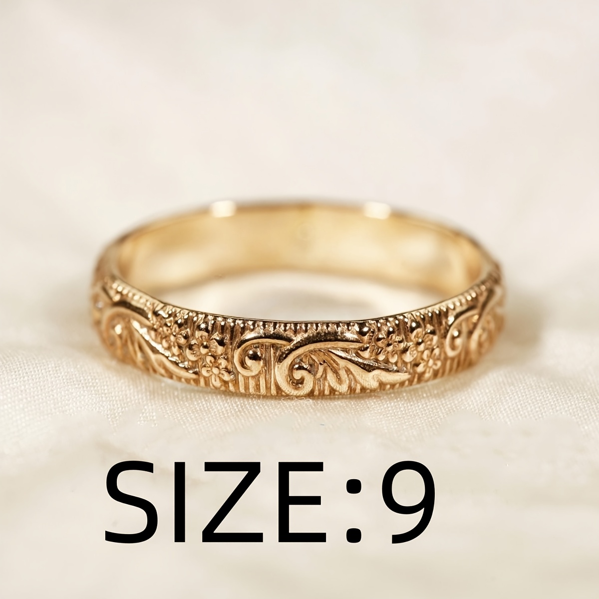 Unisex Exquisitely Carved Copper Ring, Elegant Gift