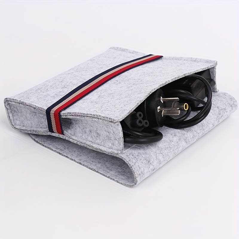 2pcs Portable Felt Storage Bags for Cables and Chargers