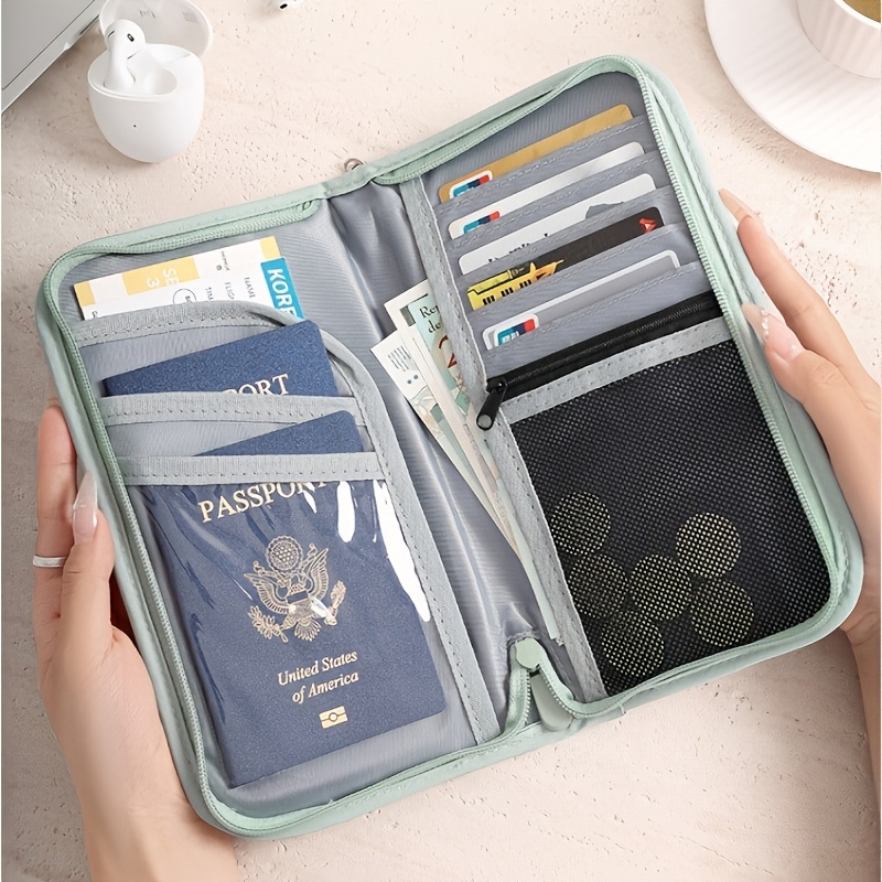 1* Style Travel Passport Holder, Polyester RFID Blocking Wallet with Metal  Chain Strap, Zipper Closure, Multi-Functional ID Case for Going O