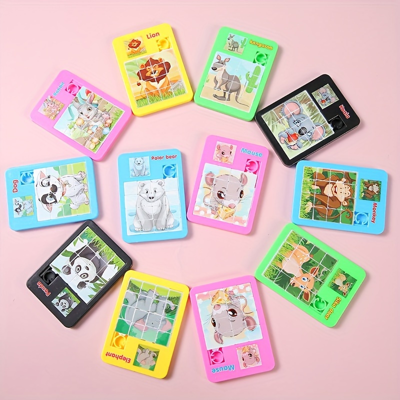 10pcs cute animals cartoon puzzle toys birthday party gifts prizes pinata treasure box reward pack as easter halloween chrismas gift random colors details 2