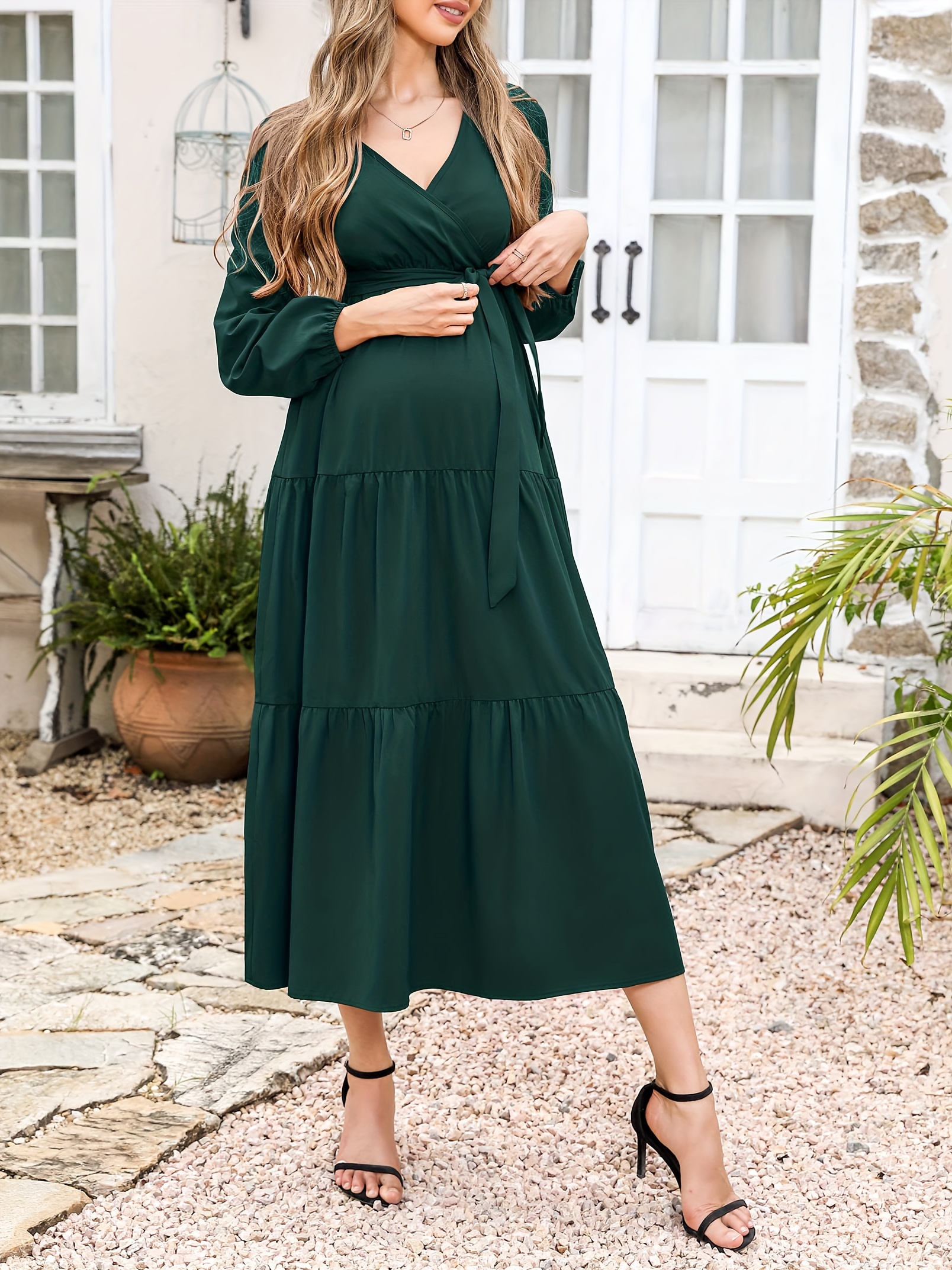 slim fit dress slacks Shop Emerald Green Maternity Dress, Photoshoot Dress, Empire Waist Boho Dress, Elegant Tulle Gown, Maternity Boho Dress, Formal Pregnancy Dress - main image 0