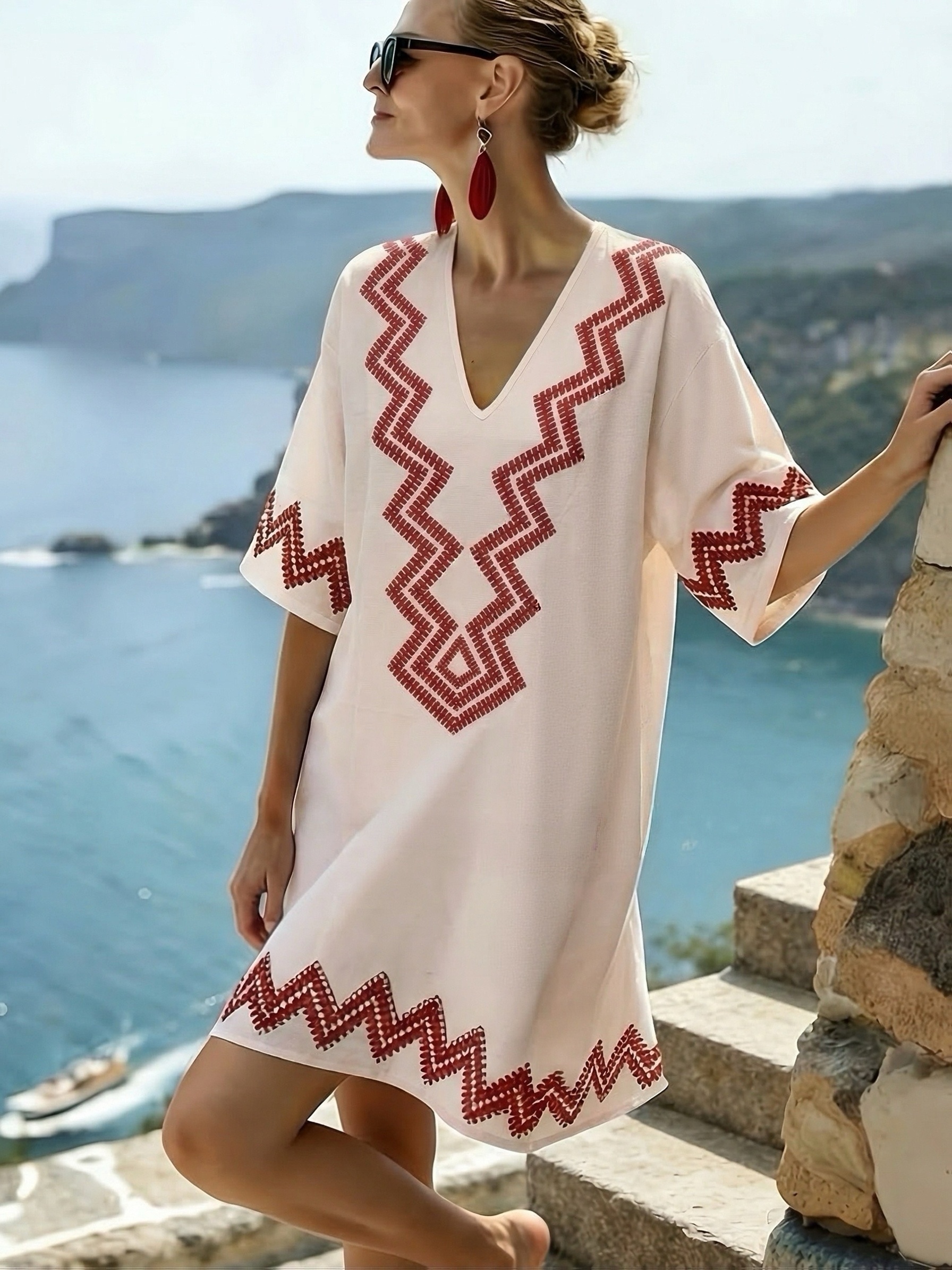 summer cotton beach dresses Cotton Backless Halter Beach Dress & Reviews - White - Sustainable Beach  Dress main image 1