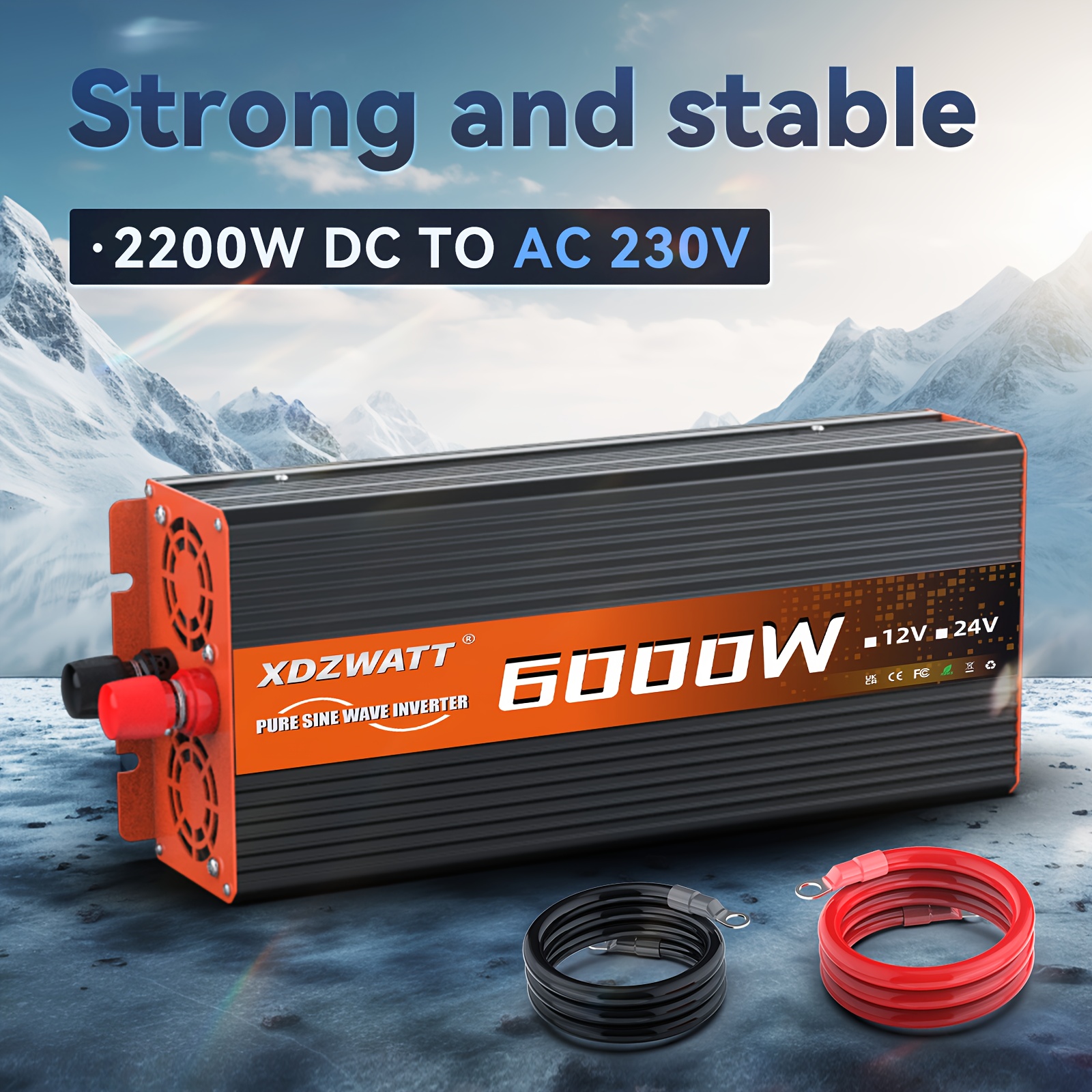 FLAMEZUM 6000W Pure Sine Wave Power Inverter - Heavy-Duty 12V DC to 230V AC Converter with Pure Sine Wave Output, Overload & Short Circuit Protection, Compact Design for RV, Car, Truck, Camping, Emergency Backup, Home, Boat - Compatible with 12V DC Systems, Rv Power Supply, Efficient Cooling System, Durable Construction, Rv Owners, Portable Energy Generator, Power Bank For Car Use Korean Type V Large Capacity, Portable Power Station, Solar Inverter, Hybrid Inverter, Pure Sine Wave