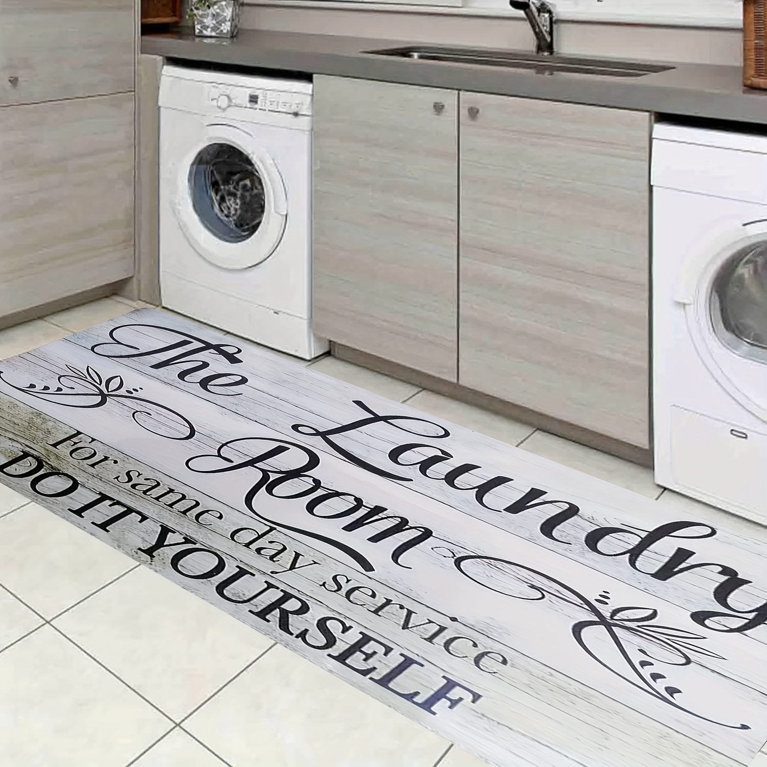 TEMU [ + 1.1cm Thickness + Anti-slip Backing + Over 500g Per ] 1pc Flannel Vintage Print Floor Mat, Decor Rug, Indoor Laundry Room Carpet, Non-slip