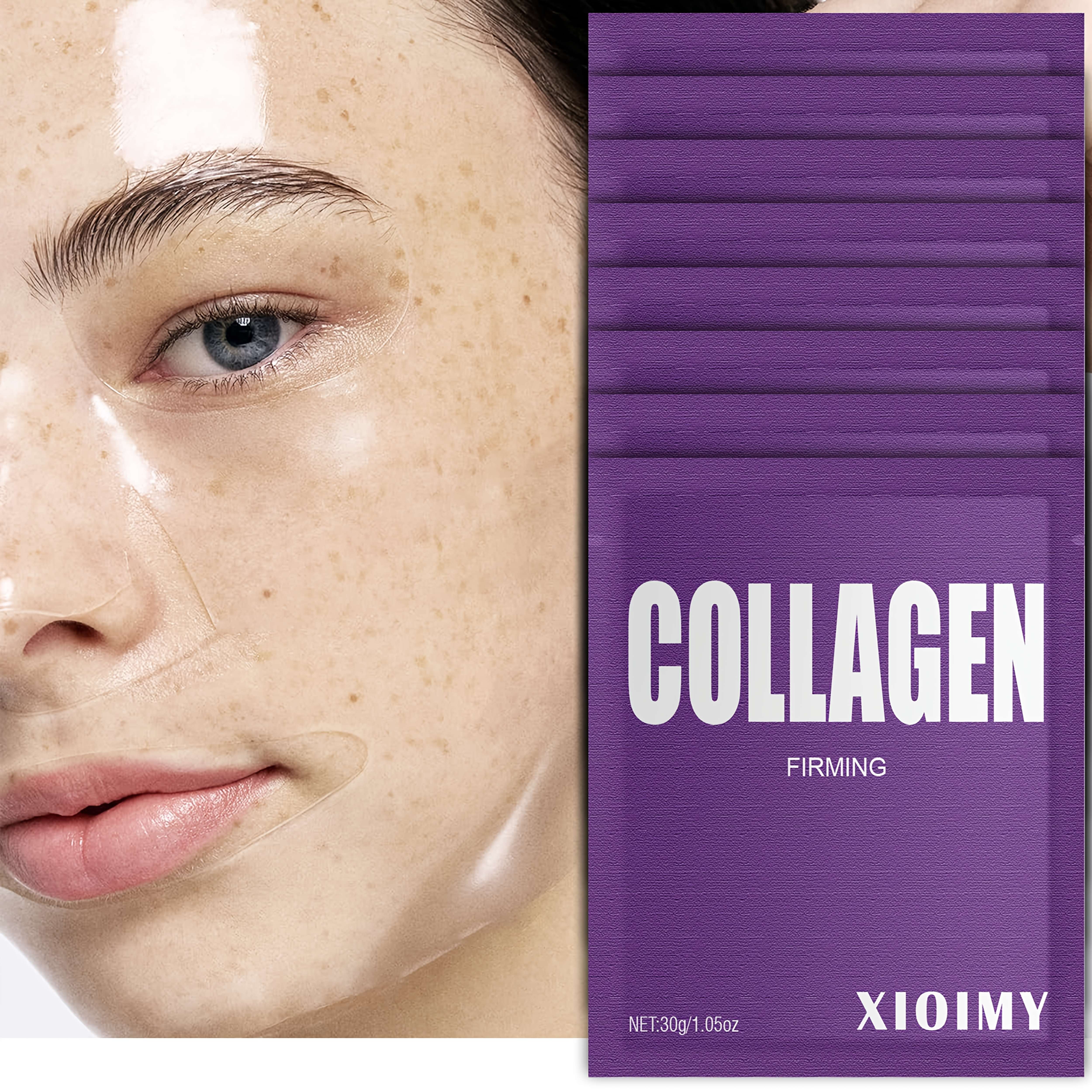 8pcs xioimy hydrolyzed collagen facial mask alcohol free   hypoallergenic   for deep hydration light beige firming   light beige   wrinkles all light beige types 8 sheets 0