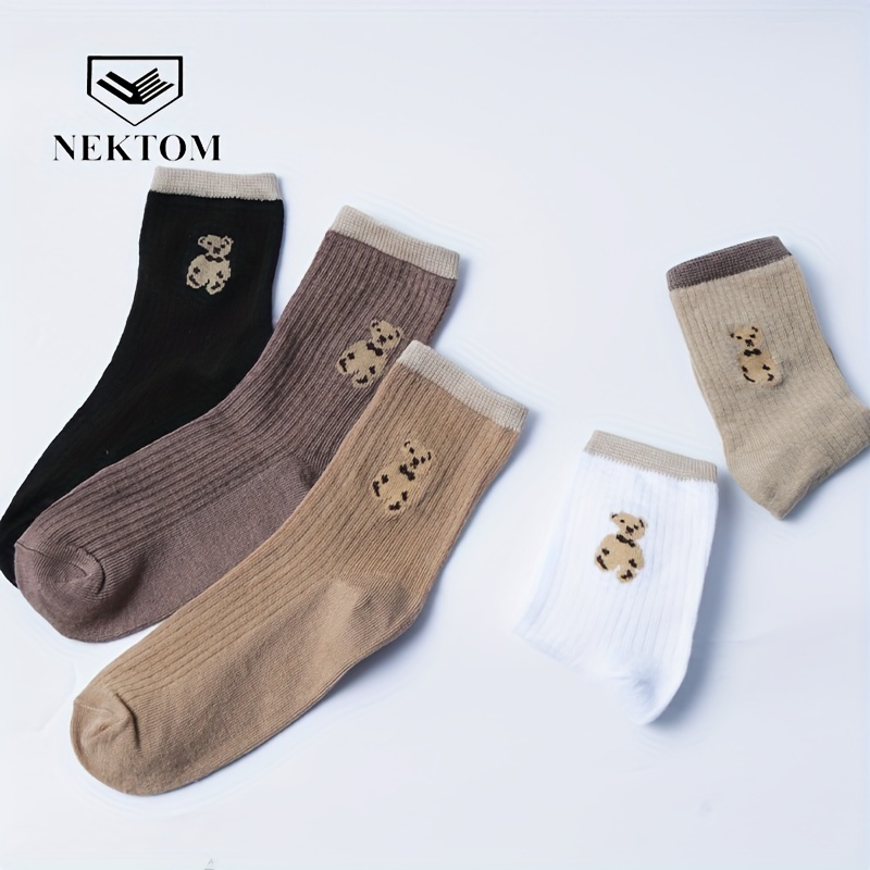 

5 Pairs Cartoon Socks, Cute College Style Mid Tube Socks, Women's Stockings & Hosiery