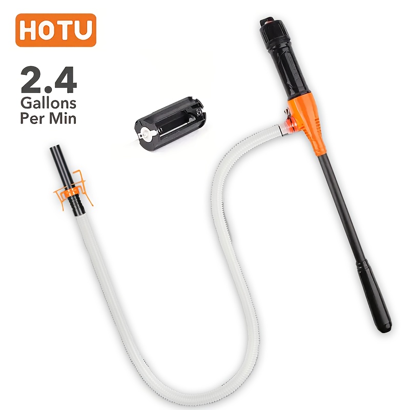 

1pc Hotu Portable Transfer Pump - Battery-powered, 2.6 Gpm, For Gas & Diesel, Plastic Construction, Handheld (batteries Not Included)