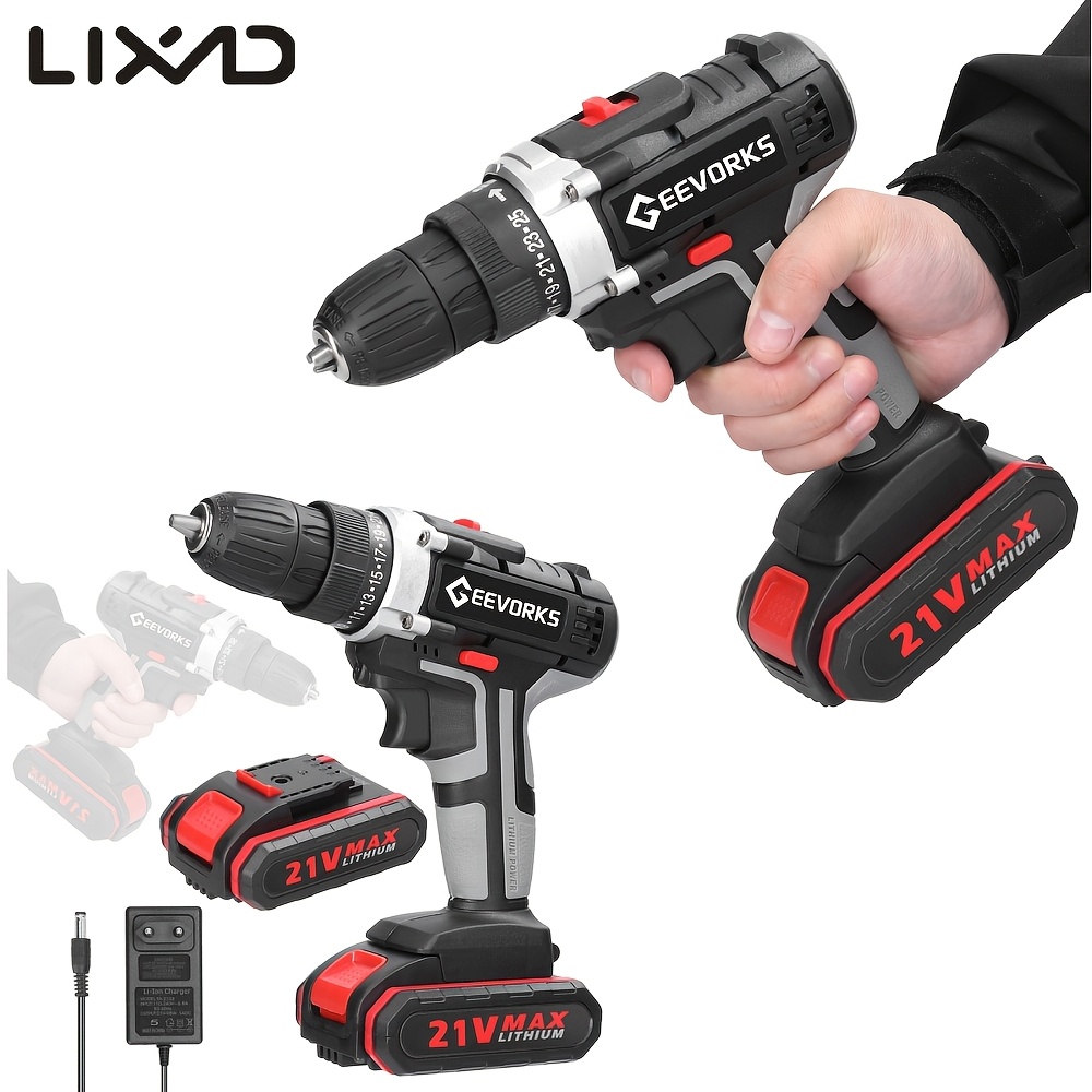 

Lixada 21v Cordless Electric Drill, Multifunctional Impact Hand Drill With Led Light, , Dual For Diy Home Use - Black