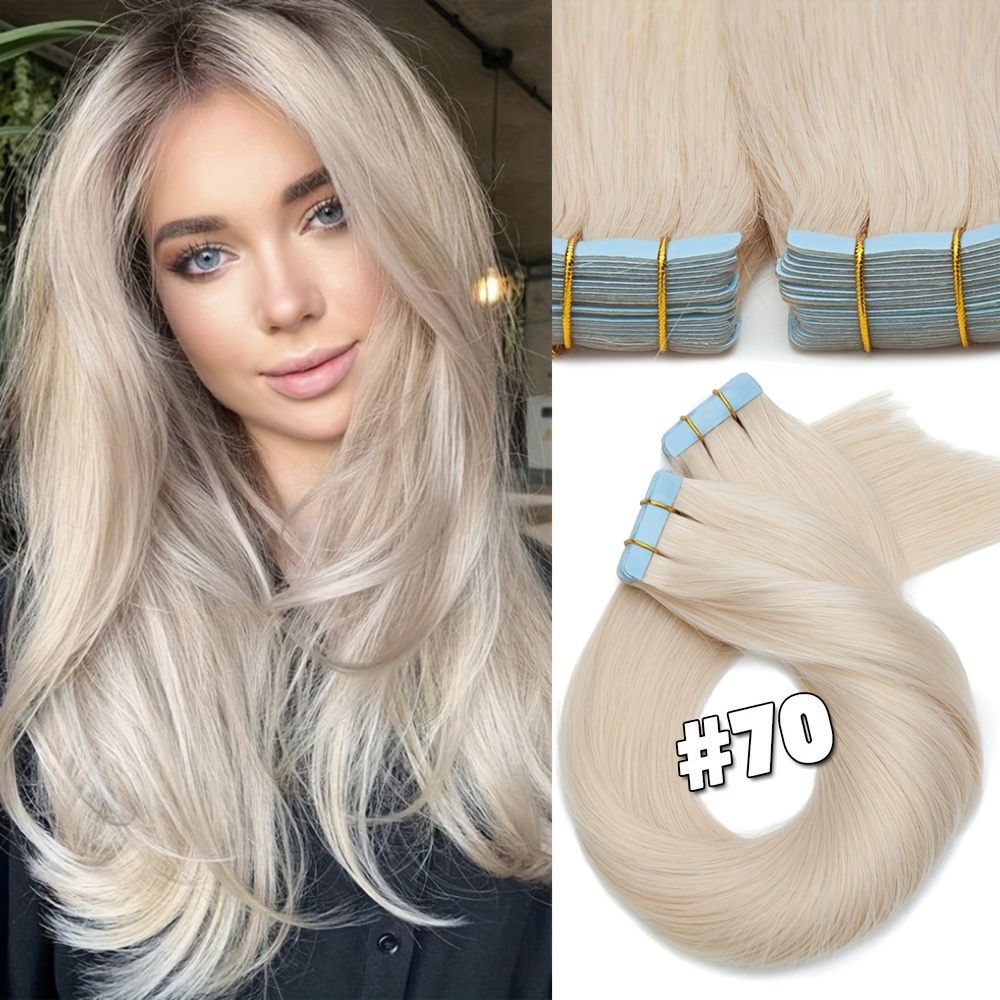 25g pack 10pcs tape in hair extensions human hair real human hair tape in extensions straight skin weft100   seamless human hair extensions for women 12 24 inches details 6