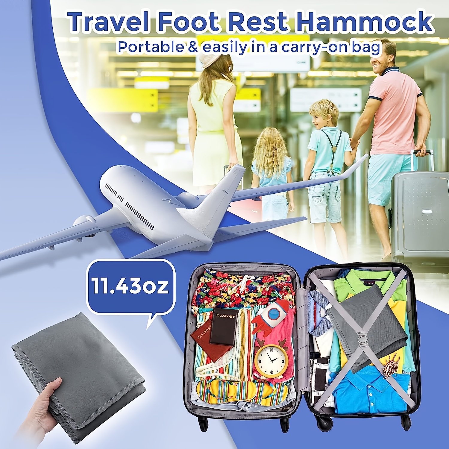 

Travel Foot Rest , Portable Nylon Seat Extender For Comfortable Journey, Machine Washable, No Power Supply Needed,