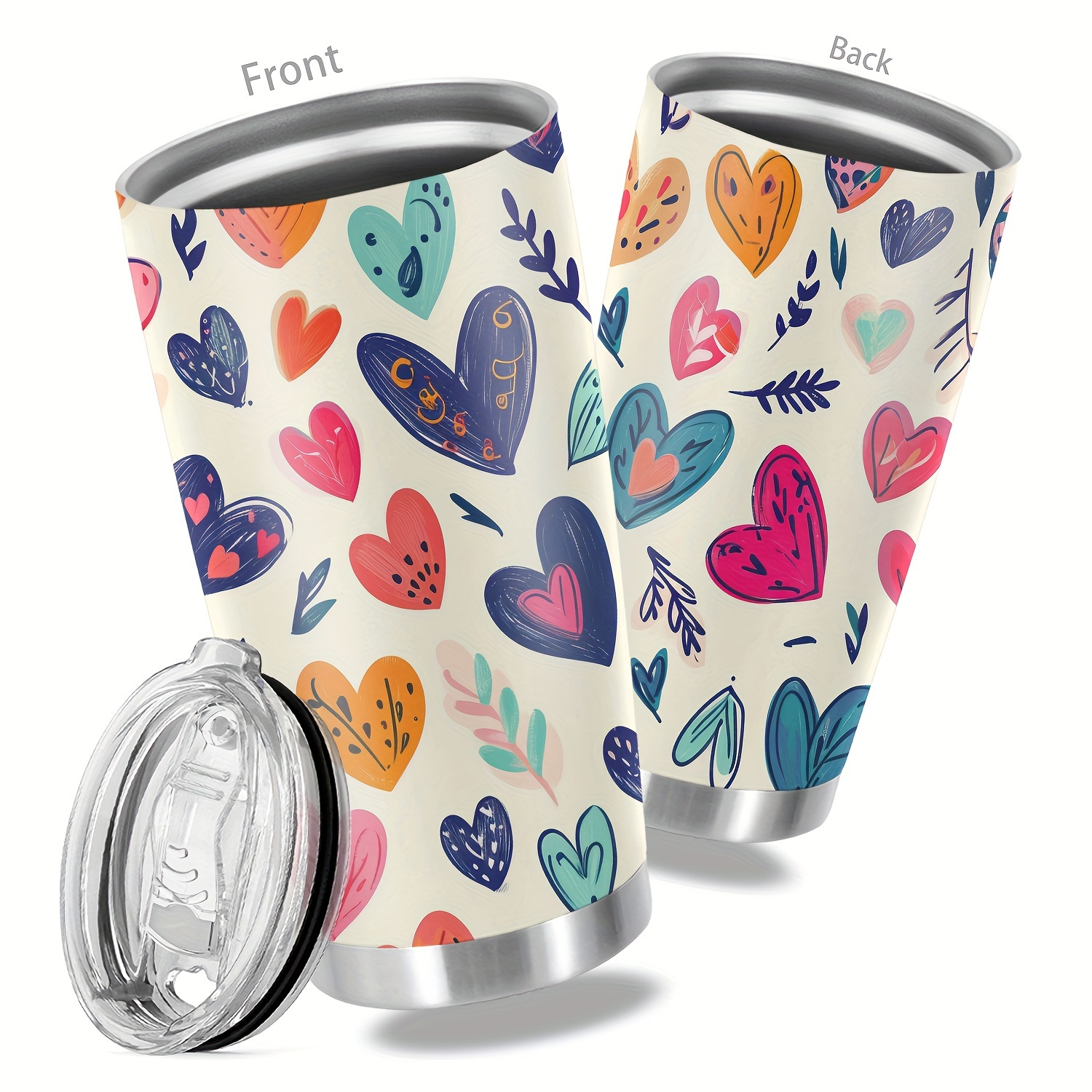 TEMU 20oz Stainless Steel Tumbler For Valentine's Day - Double Wall Insulated Travel Mug With Lid, Reusable & Hand Wash Only, Perfect Gift For