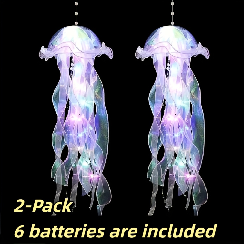 TEMU 2 Vibrant Led Chandeliers Designed Like Jellyfish, Perfect For Decorating Courtyards, Gardens, And Trees With Lights That Change Colors,