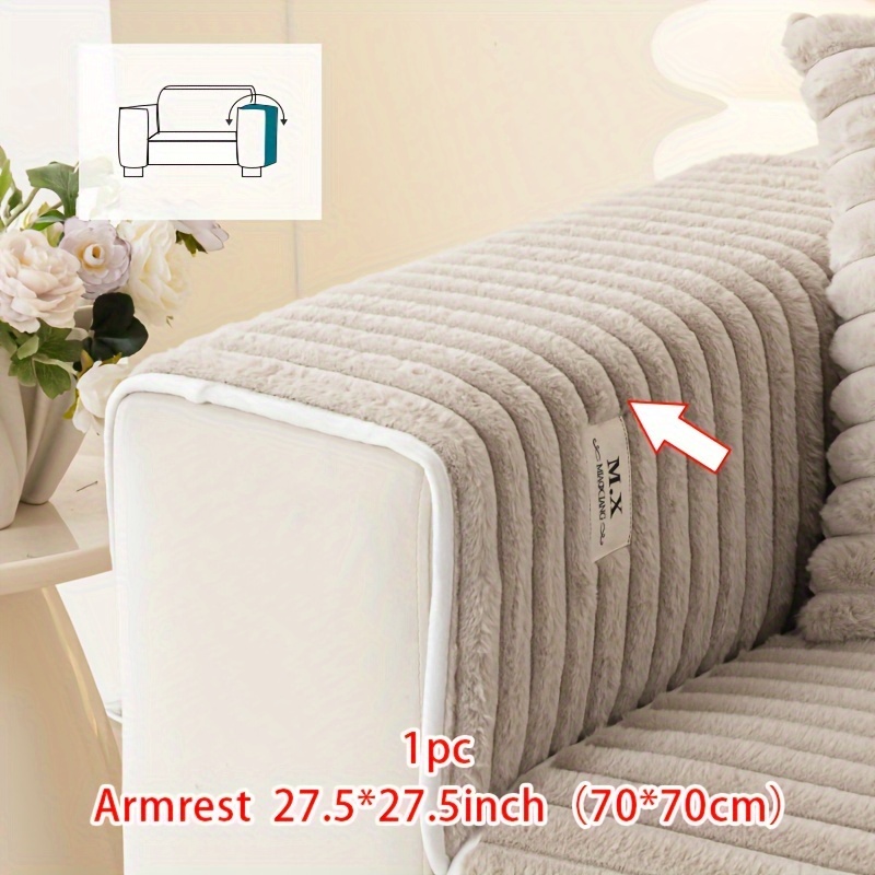 TEMU 1pc Thickened Plush Sofa Cushion, Easy , Sofa Cover, Pet-friendly Slipcover, Non-scratch Non-slip Machine Washable