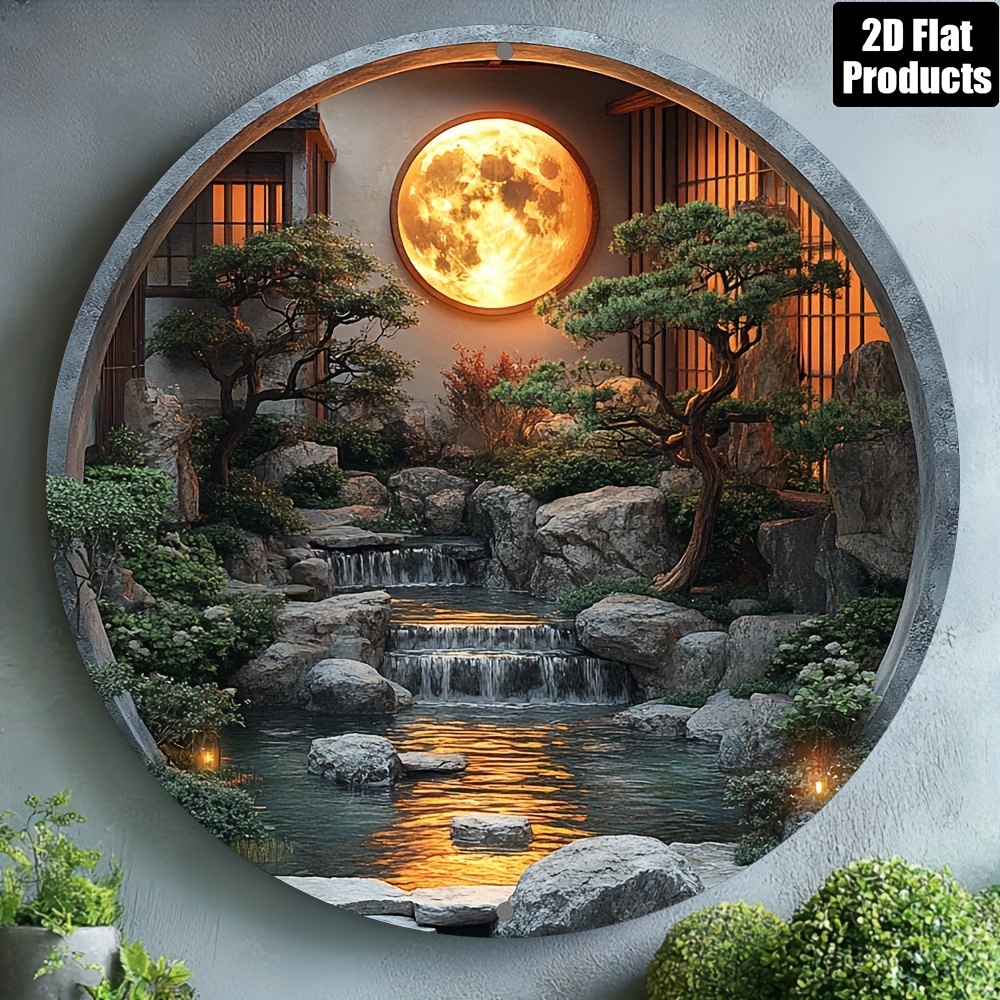 TEMU 2d Flat, 1pc, Zen Garden Theme Round Wooden Decorative Sign, Home Decor, Suitable For Bar, Kitchen, Cafe, Home Office Decoration, Holiday Gift