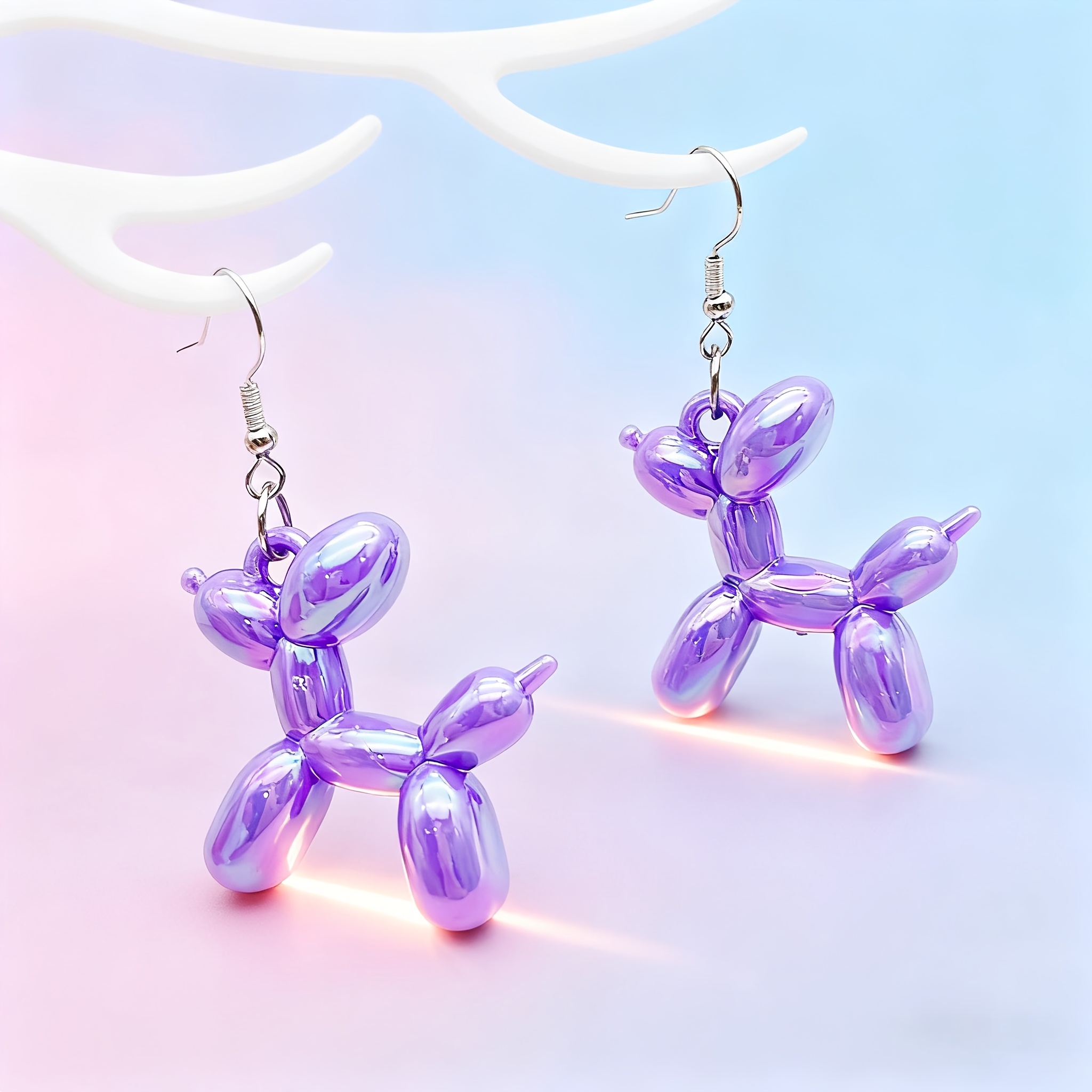 TEMU 1 Paire de Boucles d'Oreilles Pendentif Chien Ballon en Résine Laser Dessin , Accessoires d'Oreille Polyvalents pour Femme en Acrylique
