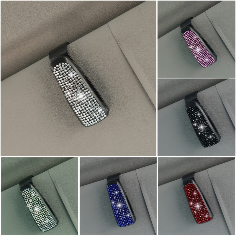 

Sparkling Rhinestone Car Sun Visor Fashion Glasses Holder - Gemstone Clip, Eyewear Mount For Vehicle Interior Accessory, Sun Visor For Car