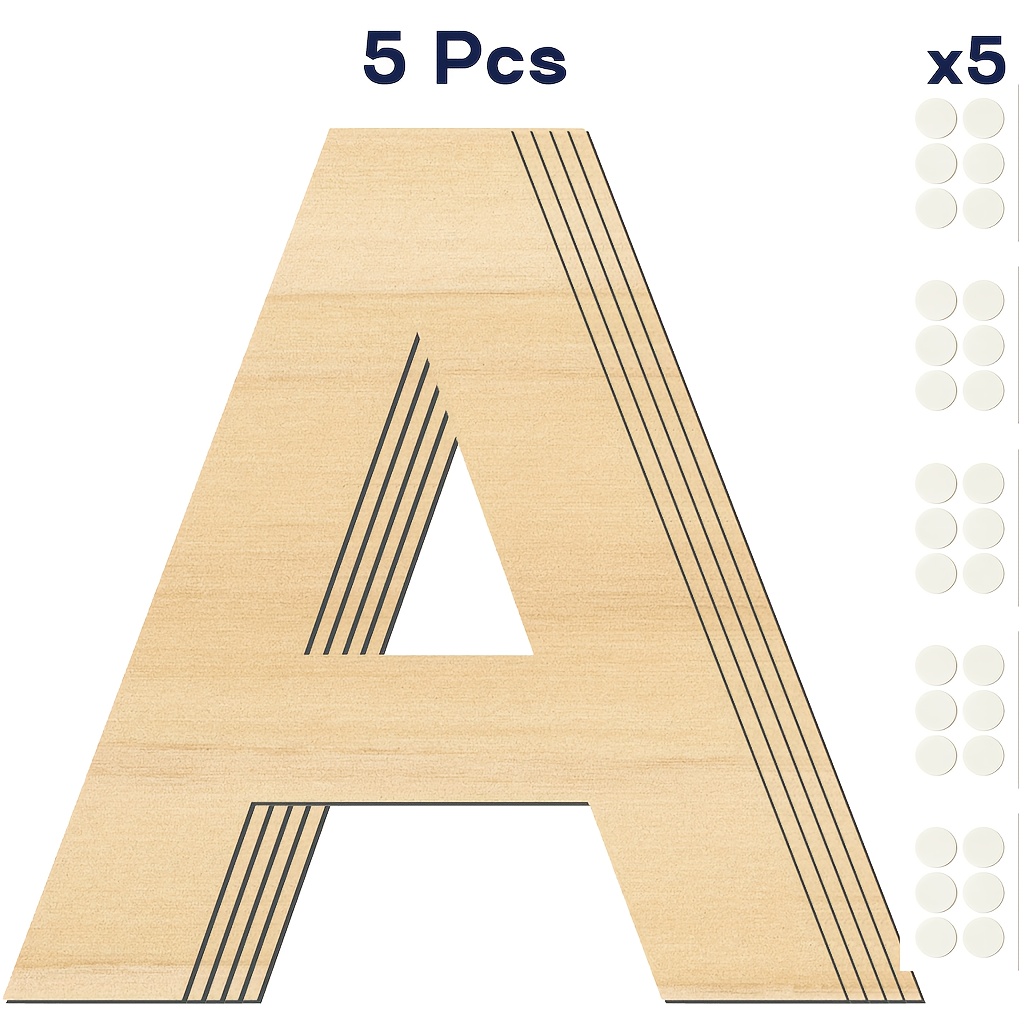 Image of 5pcs 12 Inch Unfinished Wooden Letters, Large Blank Wood -z, 30cm Natural Wood Letters For Wall Decor, Diy Crafts, Wedding, Party, Home Decor